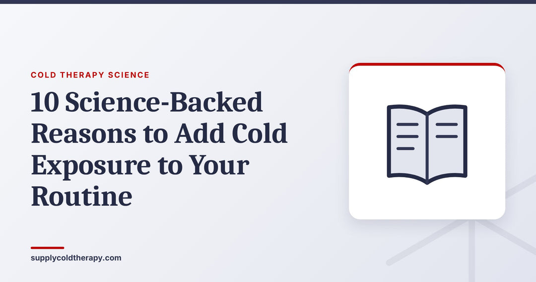 Science-backed reasons to add cold exposure to your routine: open book graphic from Supply Cold Therapy