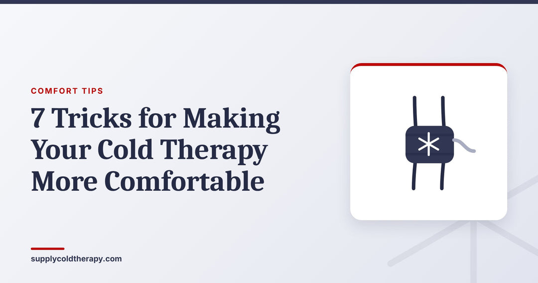 7 tricks for making your cold therapy more comfortable: cold therapy pad wrapped around a knee, from Supply Cold Therapy