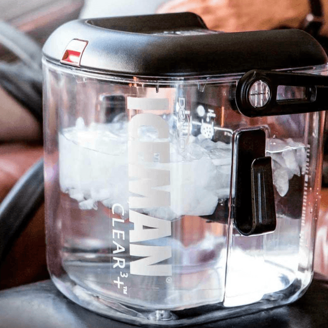 DonJoy Iceman Clear3 cold therapy device filled with ice and water for injury recovery
