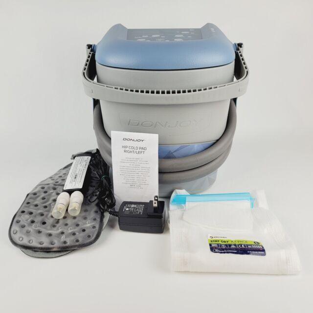DonJoy Iceman Classic3 cold therapy device with hip cold pad, power adapter, and accessories on white background