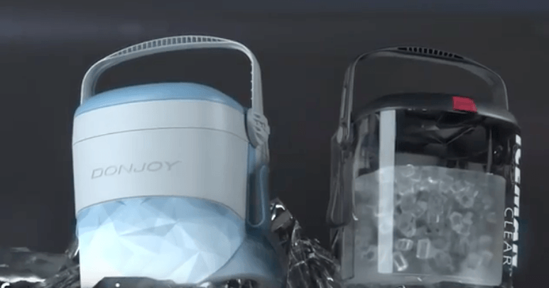 DonJoy cold therapy devices with blue and transparent containers surrounded by ice for pain relief