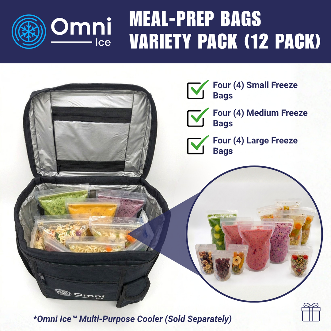 Meal-Prep Bags by Omni Ice™ Freeze & Reheat Variety Pack (12 bags 3 sizes)