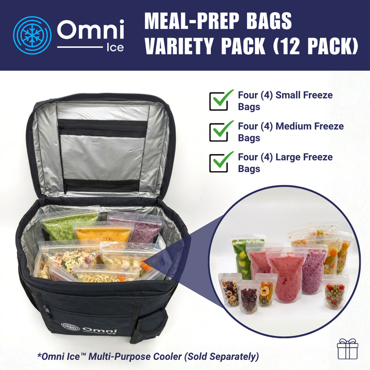 Meal-Prep Bags by Omni Ice™ Freeze & Reheat Variety Pack (12 bags 3 sizes)
