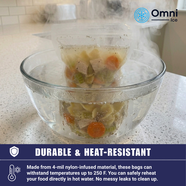 $35 Deal - Meal-Prep Bag Kit by Omni Ice™ Freeze & Reheat Variety Pack (12 bags 3 sizes) + Cooler