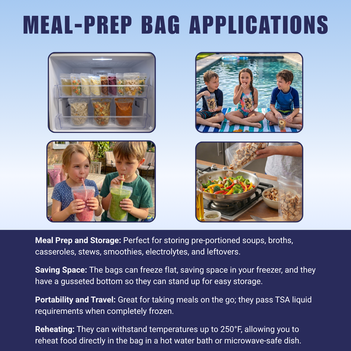 $35 Deal - Meal-Prep Bag Kit by Omni Ice™ Freeze & Reheat Variety Pack (12 bags 3 sizes) + Cooler