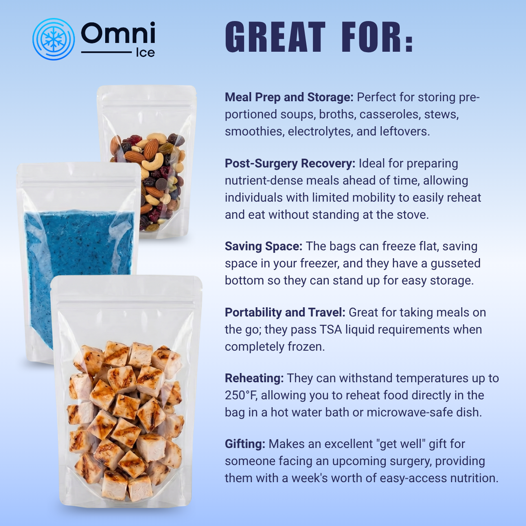 $35 Deal - Meal-Prep Bag Kit by Omni Ice™ Freeze & Reheat Variety Pack (12 bags 3 sizes) + Cooler