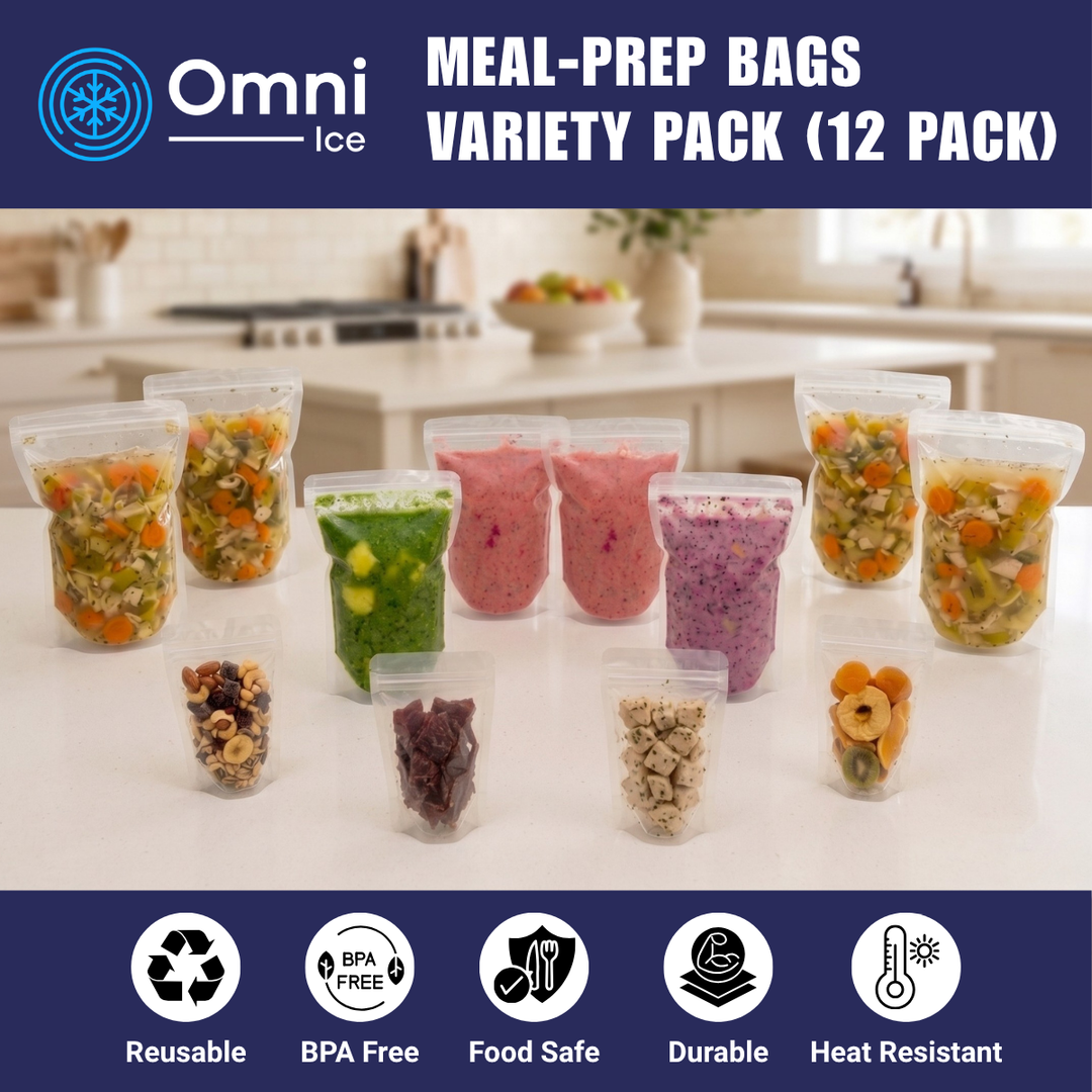 Meal-Prep Bags by Omni Ice™ Freeze & Reheat Variety Pack (12 bags 3 sizes)